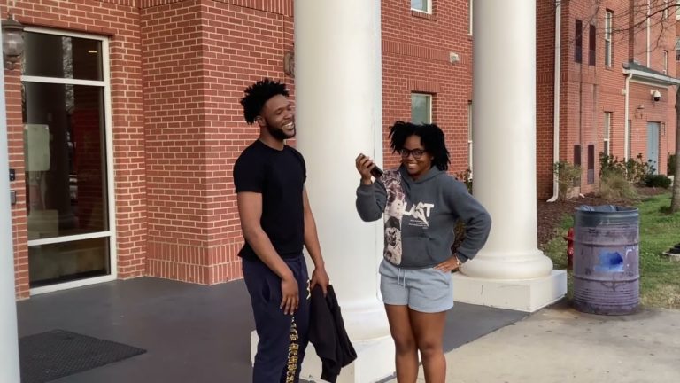 India Stenson doing her show ‘Stump the Student’ on the campus of Alcorn State University (S1 E2)